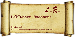 Löwbeer Radamesz névjegykártya